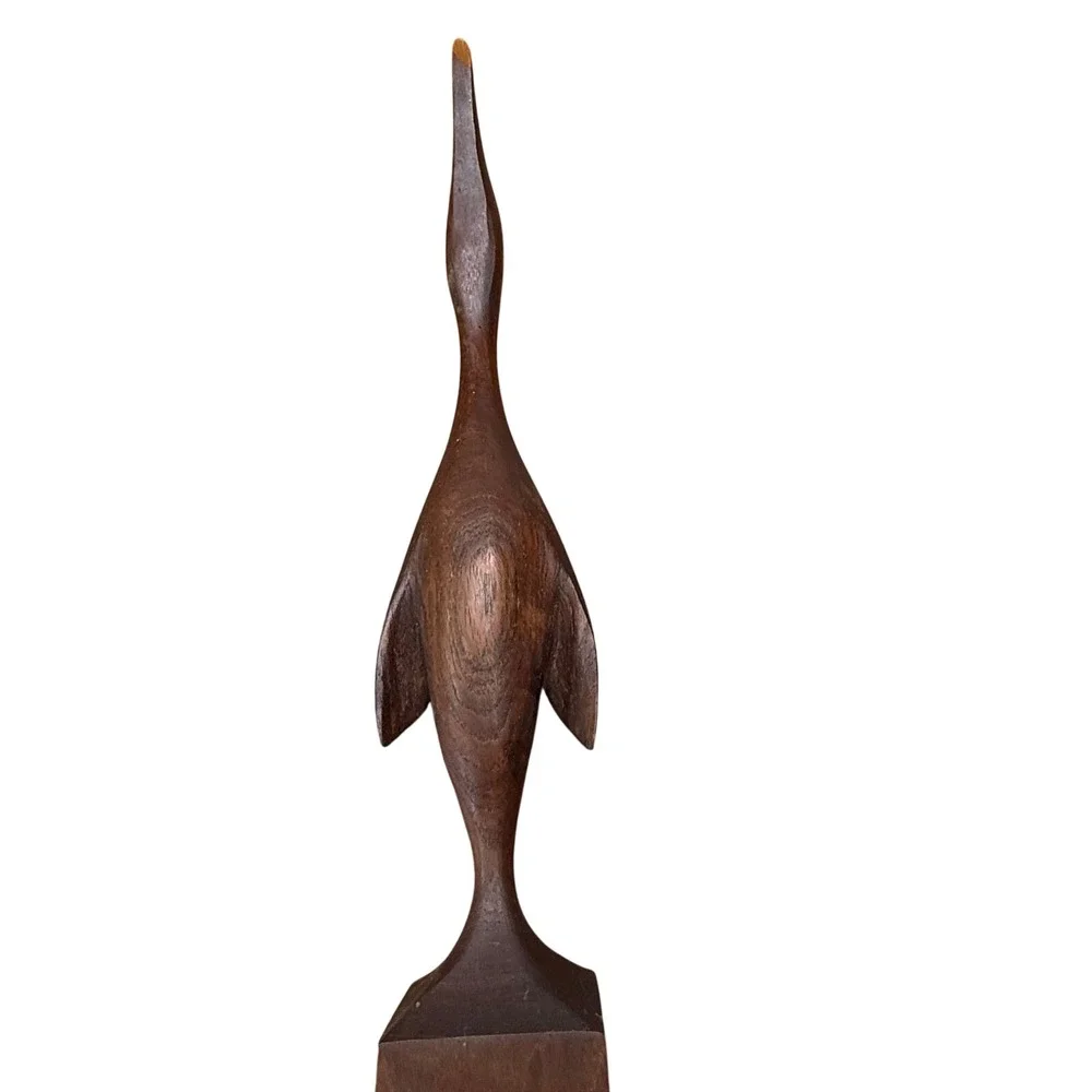 Vintage carved Wood Crane duck‎ penguin handmade decor